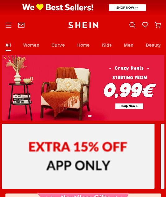 SHEIN EXTRA 15% OFF APP ONLY